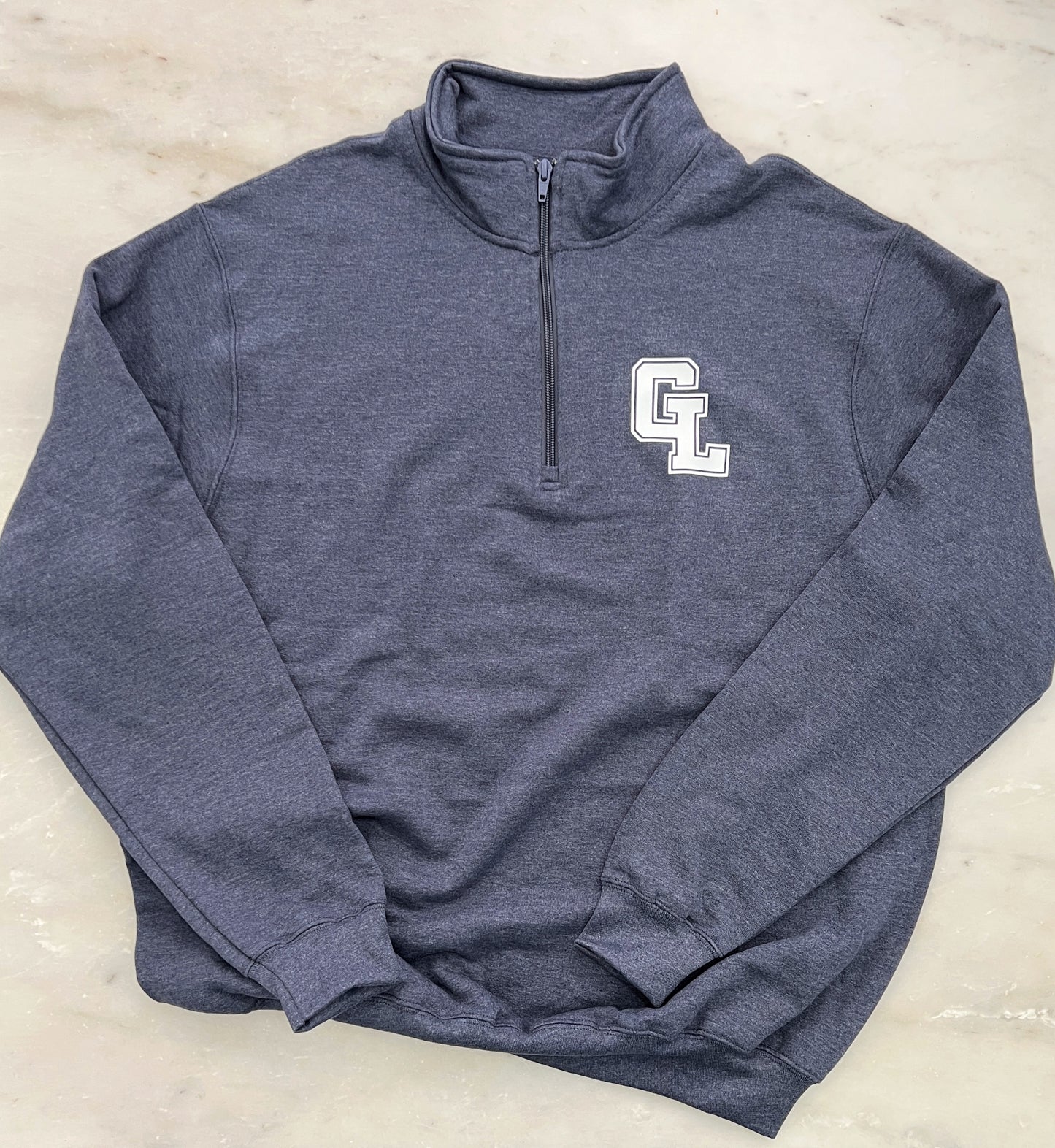 GL Quarter Zip • Heather Navy & White