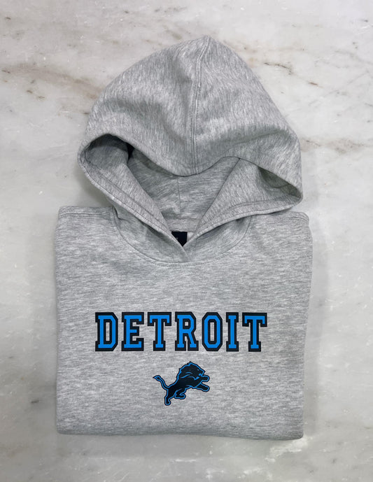 Black Outlined Detroit Football • Crewneck or Hoodie  (Toddler/Youth)