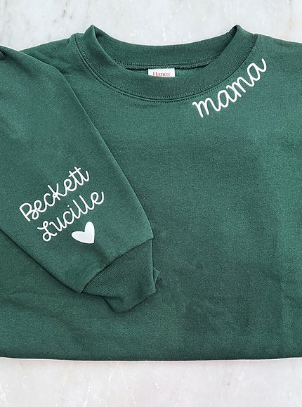 Mama/Grandma Custom Crewneck • Collar Detail