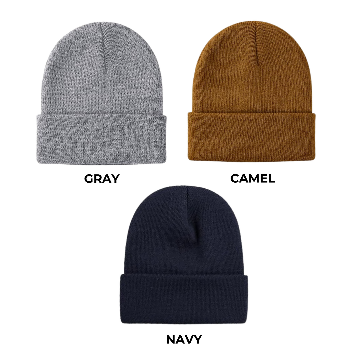 Winter Hats • Beanie w/Faux Leather Patch