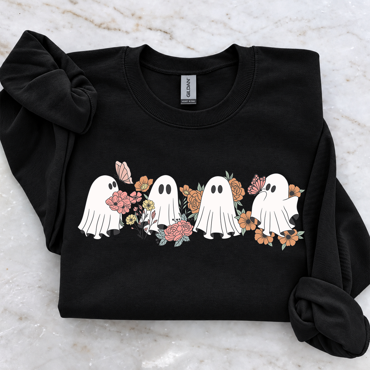Retro Floral Ghost • T-Shirt or Crewneck Sweatshirt