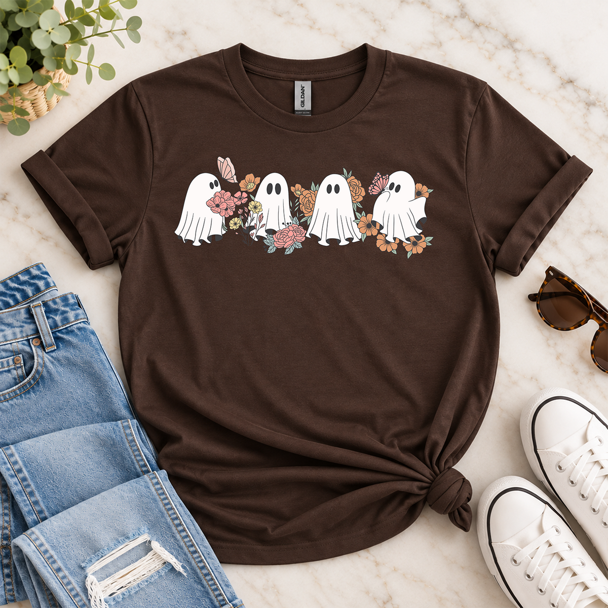 Retro Floral Ghost • T-Shirt or Crewneck Sweatshirt