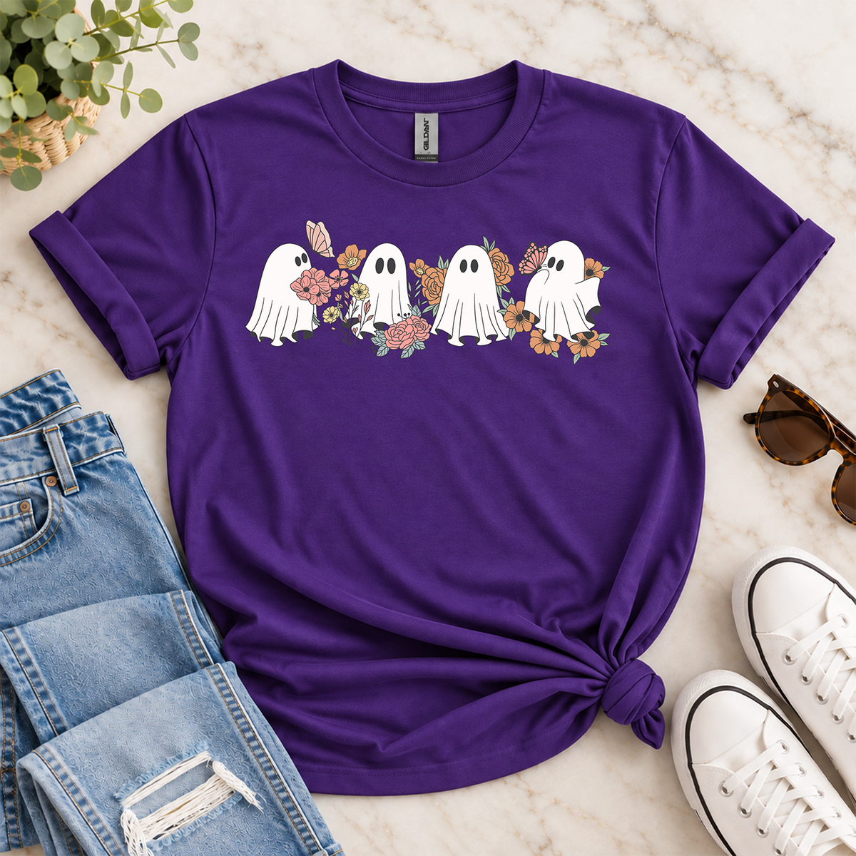 Retro Floral Ghost • T-Shirt or Crewneck Sweatshirt