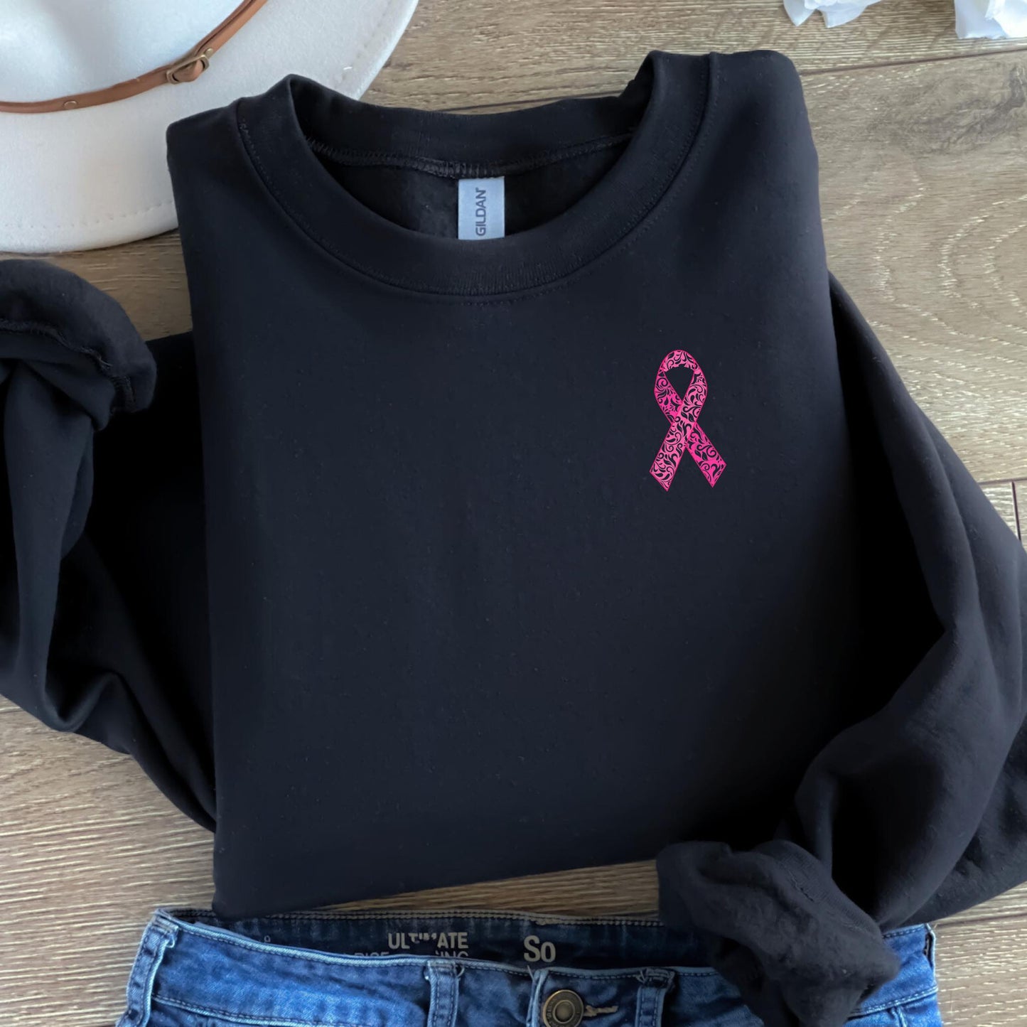 OCTOBER FUNDRAISER! • Lacy Pink Ribbon Design • Crewneck or T-Shirt